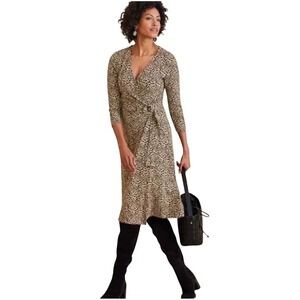 Soft‎ Surroundings Leopard Print Wrap Midi Dress Large Stretch Knit